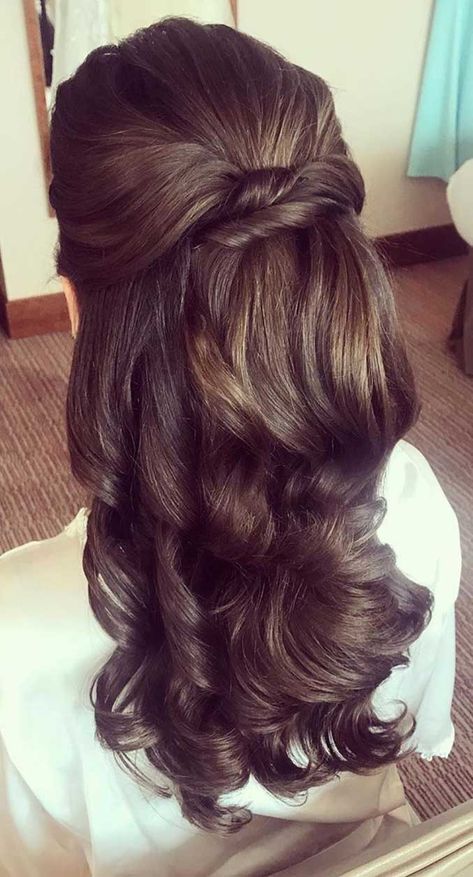 Elegant Bridal Hair Half Up, Classy Wedding Hair Down, Partial Updo, Braid Half Up Half Down, Hairstyle Braid, Wedding Hairstyles And Makeup, Hairstyles Theme, Wedding Hair Half, Athens Wedding