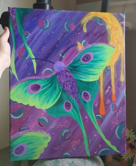 Trippy Butterfly Painting, Cottagecore Painting Ideas, Trippy Painting, Hippie Painting, Cute Canvas Paintings, Canvas Painting Designs, Small Canvas Art, Diy Canvas Art Painting, Hippie Art