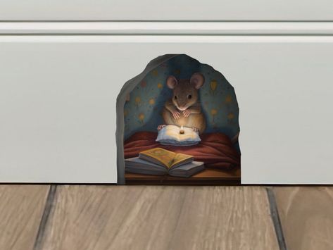 Painted Mouse Hole In Wall, Mouse Wall Sticker, Mouse Hole In Wall, Secret Nook, Mouse Nursery, Mouse Door, Sticker For Wall, Mouse Wall, Mouse Hole