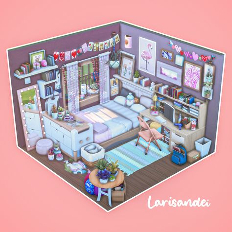 Sims 4 Cool Bedroom Ideas, Sims 3 Bedroom Ideas, Sims4 House Build, Sims 4 Bedroom Inspiration, Sims 4 Houses Bedrooms, Sims 4 Inspo Room, 4 Bedroom Sims 4 House, Cute Sims 4 Rooms, Sims 4 Cute Bedroom