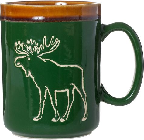 Cape Shore 18oz Hand Glazed Stoneware Pottery Mug, Multiple Styles Available (Moose) Morning Coffee Cups, Moose Mug, Disney Coffee Mugs, Green Mug, Mug Crafts, Wax Resist, Green Mugs, Pottery Mug, China Mugs