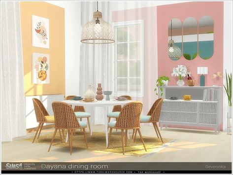 Severinka_'s Dayana dining room Transparent Veil, Decoration Dining Room, Sims Furniture, Sims 4 Cc Hair, Bedroom End Tables, Furniture Cc, Sims 4 Kitchen, Lamp Ceramic, Moroccan Bedroom