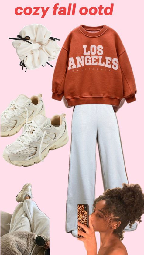 Comfy wide leg sweatpants outfit with new balances Wide Sweatpants Outfit, Wide Leg Sweatpants Outfit, New Balances, Cozy Fall Vibes, Ootd Fall, Sweatpants Outfit, Wide Leg Sweatpants, Cozy Fall, Los Angeles California