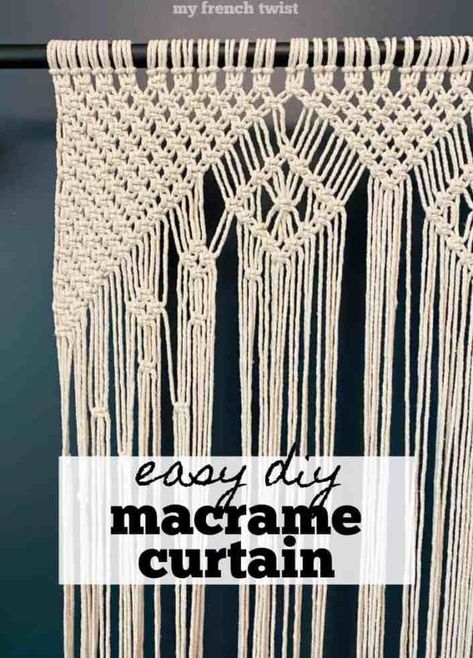 This is an easy tutorial for a simple macrame curtain. It doesn't have to be complicated to add a sweet boho vibe! Diy Beaded Window Curtain, Small Macrame Curtain, Macrame Door Curtain Pattern Free, Simple Macrame Curtain Diy, How To Make A Macrame Curtain, Diy Boho Curtains Living Room, Macrame Door Curtain Diy Patterns Free, Macrame Curtain Diy Pattern Free, Macrame Door Curtain Diy Patterns