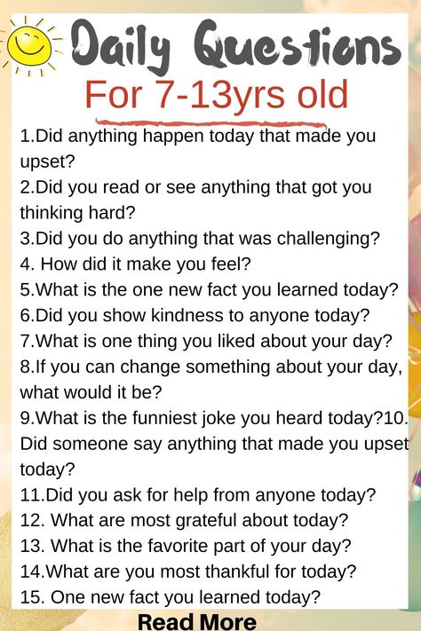 Parenting Questions, Questions To Ask Children, Question Of The Day For Kids, Daily Questions, Questions For Kids Thought Provoking, Questions To Ask Kids About Themselves, Yes Day Ideas For Kids, Questions To Ask Kids, Questions To Ask Your Kids