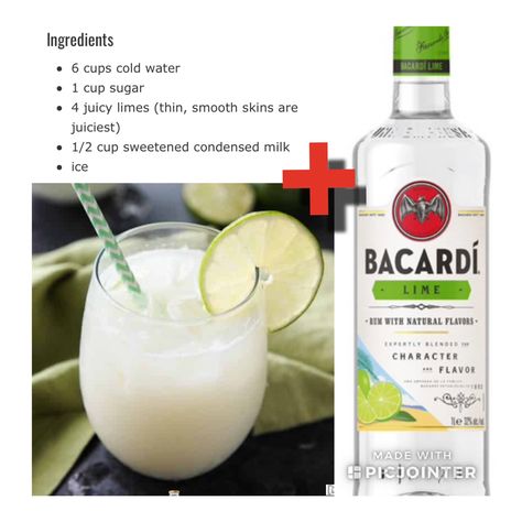 Bacardi Lime Drinks, Bacardi Lime Cocktail Recipes, Bacardi Recipes, Bacardi Lemonade, Bacardi Limon Drinks, Bacardi Mixed Drinks, Bacardi Cocktails, Lime Cocktail Recipes, Bacardi Drinks