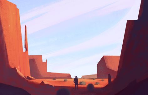 Western Environment Concept Art, Western Cartoon Art Style, Western Concept Art, Western Environment, Desert Concept Art, Tactile Art, Creative Book Covers, Western Background, Western Artwork