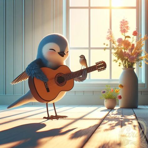 https://card9.com/ai/bird-playing-guitar Animal Playing Guitar, Music Cartoon, Play Music, Playing Guitar, Guitar, Music, Anime, On Instagram, Quick Saves