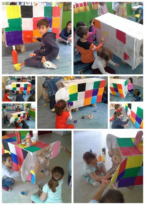 Elmer Preschool Activities, Elephant Classroom Decor, Elmer The Elephant Activities, Elmer The Elephants, Baby Animal Nursery Art, Emotions Activities, Nursery Activities, Painting Activities, Kids Imagination