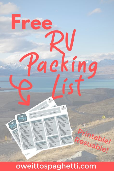 Rv Packing List Free Printable, Rv Checklist Free Printable, Rv Supplies Checklist, Rv Camping List Packing Checklist, Trailer Packing List Rv Checklist, Rv Packing List, Camping Checklist Family, Rv Trip Planner, Rv Checklist