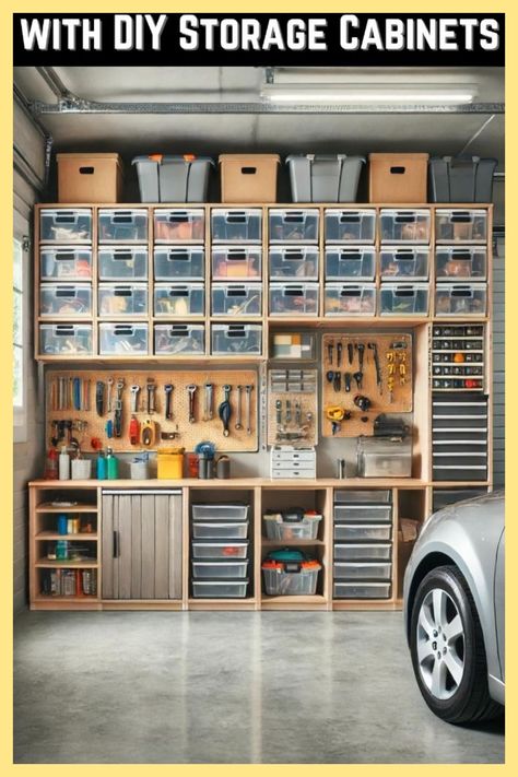 [PaidLink] Tired Of Garage Clutter? Discover How Diy Storage Cabinets Can Transform Your Space. Customize Your Cabinets To Fit Your Needs, Save Money, And Enjoy A More Organized Garage. With Clear Containers, Labeled Shelves, And Smart Use Of Space, Find Everything With Ease. Elevate Your Garage's Functionality And Safety. Start Your Diy Journey Now For A Tidy, Efficient Garage! #Diystorage #Garagemakeover #Homeimprovement #garageorganizationideasstoragecabinets Garage Organization Ideas Storage, Creative Shelving Ideas, Custom Garage Cabinets, Cabinets Garage, Garage Clutter, Organized Garage, Garage Organizer, Garage Storage Inspiration, Garage Organization Ideas