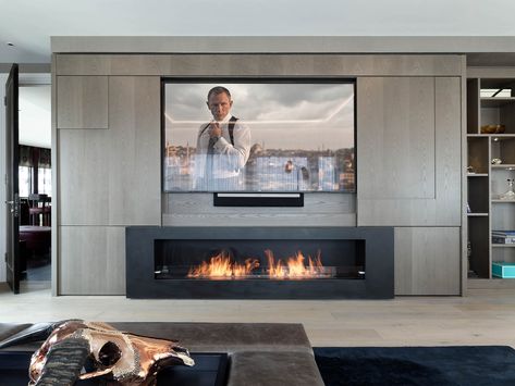 Contemporary Fireplace Designs, Media Units, Feature Wall Living Room, Linear Fireplace, Tv Wand, Living Room Decor Fireplace, Contemporary Fireplace, Home Decoration Ideas, Living Room Design Decor