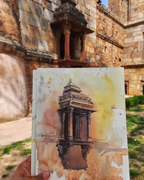 Lodhi Garden, Album Design Layout, Historical Temples, Watercolor Indian, Master Watercolor, Anime Hug, Ganesh Art Paintings, Ancient Indian Architecture, Red Fort