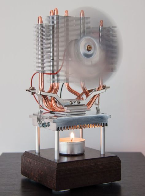 Fan powered by a candle Thermoelectric Generator, Candle Power, One Candle, Free Energy, Cool Tech, Diy Electronics, Alternative Energy, Green Energy, Electronics Projects