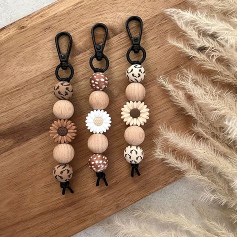 Keychains Beaded Silicone Beaded Wood Custom Antlers Fawn Spring Love Cute Gift Ideas Wife Bag Tag Daisy Happy - Etsy Canada Cute Gift Ideas, Bead Keychain, Spring Love, Key Charms, Bead Making, Wood Keychain, Beadable Products, Candle Business, Deer Print