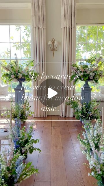 Rachel Husband - Devon Wedding Florist on Instagram: "My favourite 5 flowers to create a beautiful meadow aisle… with so many seasonal flower varieties to choose from, we really are spoilt for choice in the summer months! However, if you’re looking for a meadow style arrangement within your wedding flowers these are my go to blooms.

1. Delphiniums, tall, structural and they come in the most gorgeous tonal varieties from pure white to dusky lilac, pale blue and vibrant purple & deep blue. They really are a statement bloom and ooze elegance! 

2.  Foxgloves, I’ve used peach and white here, they complete the English country garden style look. I’m growing peach this year and the tone is just stunning  for a summer wedding. 

3. Larkspur a dainty, but tall spire shaped bloom, it comes in a ran Meadow Aisle Wedding, Beautiful Meadow, Devon Wedding, Flower Varieties, English Country Garden, English Country Gardens, Vibrant Purple, Country Garden, Seasonal Flowers