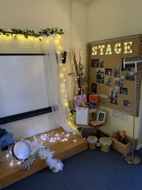 Music Area Eyfs Indoor, Early Years Home Corner, Music Area Preschool, Oshc Room Set Up, Role Play Areas Eyfs Home Corner, Music Provocations, Music Eyfs, Eyfs Home Corner Ideas, Curiosity Approach Home Corner