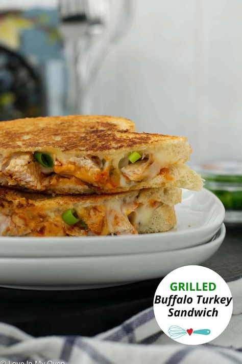 Grilled Buffalo Turkey Sandwich Leftover Turkey Breast, Turkey Apple Sandwich, Turkey Grilled Cheese, Turkey Grilled, Precooked Turkey, Buffalo Turkey, Lunchtime Meals, Quick Sandwiches, Cooking Turkey Breast