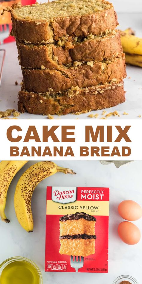 Cake Mix With Bananas, Cake Mix Banana Bread, Moist Spice Cake, Banana Bread Cake, Easy Banana Bread Recipe, Dessert Simple, Spice Cake Mix, Make Banana Bread, Banana Nut Bread