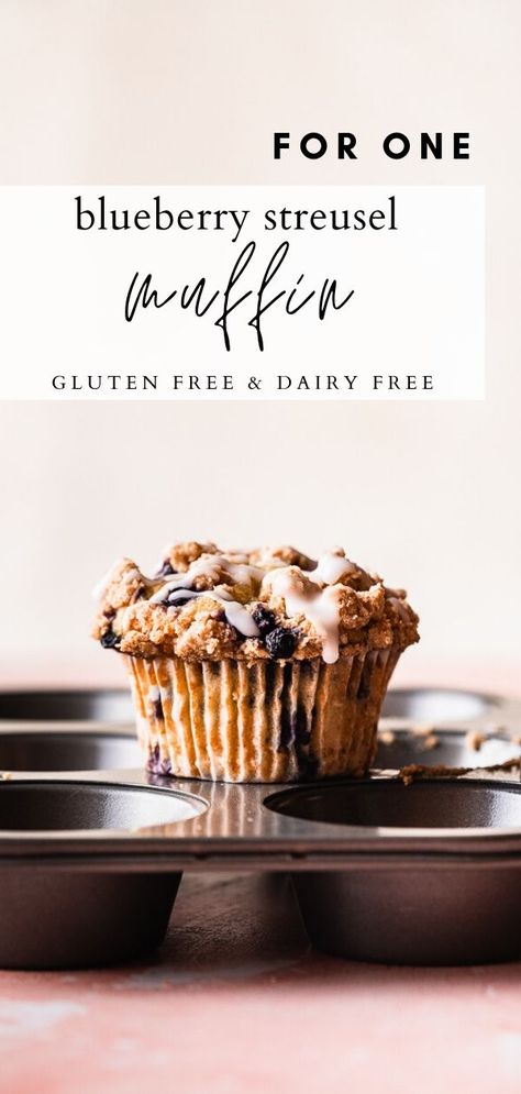 Super easy and delicious gluten free and dairy free single serve blueberry muffin recipe. Love making this recipe first thing in the morning for a fresh muffin! Gluten free recipes. Dairy free recipes. Single serve recipes. Small batch recipes. Single Serve Gluten Free Muffin, Single Serve Blueberry Muffin, Single Serving Muffin, Gluten Free Small Batch Desserts, Single Serve Gluten Free Desserts, Single Muffin Recipe, Single Serve Muffin, Muffin For One, Gluten Free Single Serve