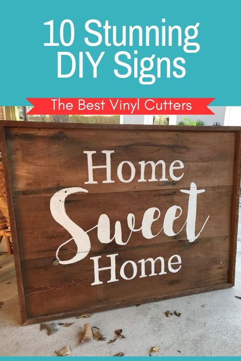 10 stunning DIY signs with tutorials on how to make each sign. A gorgeous list of DIY signs to inspire your new project. Not only do we share some of our favorite DIY wood signs, but you will also find pallet signs, signs with fabric lettering, as well as many others. #cricut #DIYsigns Cricut Wood Sign, Wood Sign Ideas, Diy Pallet Decoration, Pallet Decoration Ideas, Cricut Wood, Cricut Blades, Pallet Signs Diy, Home Wooden Signs, Wooden Signs Diy