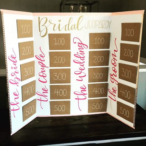 Bridal Jeopardy Board Diy, How To Play Bridal Shower Jeopardy, Bride Jepordy Board, Bridal Jepordy Shower Games Questions, Bride Jeapordy Questions, Burlap Bridal Shower Ideas, Jeapordy Bachelorette Questions, Bride Jepordy, Bridal Shower Jeapordy Questions