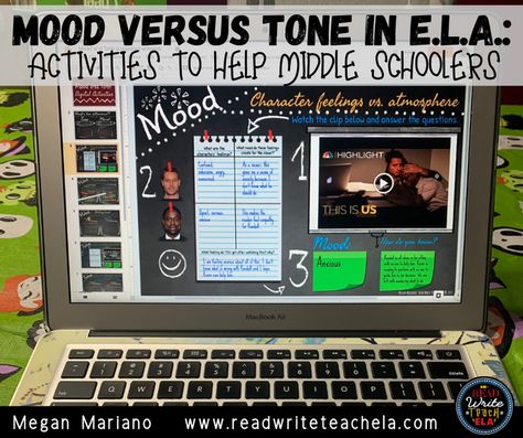 Mood vs. Tone in E.L.A.: Activities to Help Middle Schoolers Tone Vs Mood, Mood Activities, A Activities, Tone And Mood, Gifted Students, Arts Classroom, Creative Lesson Plans, Literary Elements, Middle School Lessons