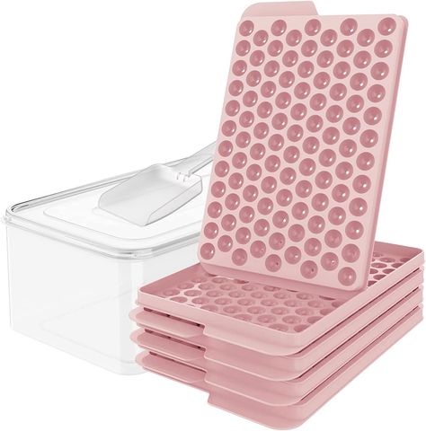 WIBIMEN Mini Ice Cube Trays, Upgraded Small Ice Cube Trays Easy Release, 104x4 PCS Tiny Ice Cube Tray Crushed Ice Tray for Chilling Drinks Coffee Juice(4Pack Pink Ice trays & Ice Bin & Ice Scoop) Tiny Ice Cube Tray, Mini Ice Cube Tray, Large Ice Cube Tray, Round Ice Cubes, Pink Tray, Silicone Ice Molds, Chill Drinks, Round Ice, Drinks Coffee