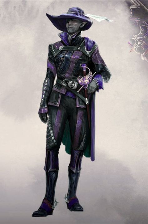 Shiftweave: an outfit heavily inspired by Jarlaxle Jarlaxle Baenre, Dnd Bard Outfit, Dnd Blue Tiefling Male, Tiefling Gunslinger Dnd, Dnd Illithid Character, Dnd Drow Pirate, Drow Pirate, Drow Male, Dnd Elves