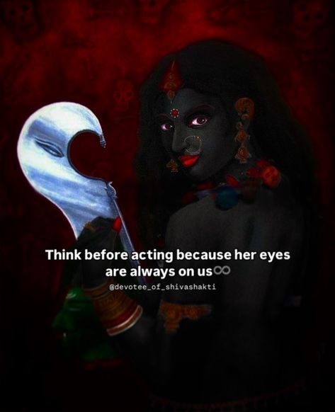 माँ सब देख रही है 👁️👁️ . Think before acting because her eyes are always on us🫀 . . Follow- @devotee_of_shivashakti Be kind to, be true, 🫶🏻 . . #maa #maakali #kaali #kaalimaa #mahakali #devotee_of_shivashakti #viral #trending #bhakti #quotes #post #instagram #sprituality #quotestoliveby #viralpost #bhaktimarga #new #2024 Mahakali Quotes, Mother Earth Illustration, Bhakti Quotes, Childhood Memories Quotes, Shiv Shakti, God Things, Earth Illustration, Maa Kali, Sanskrit Quotes