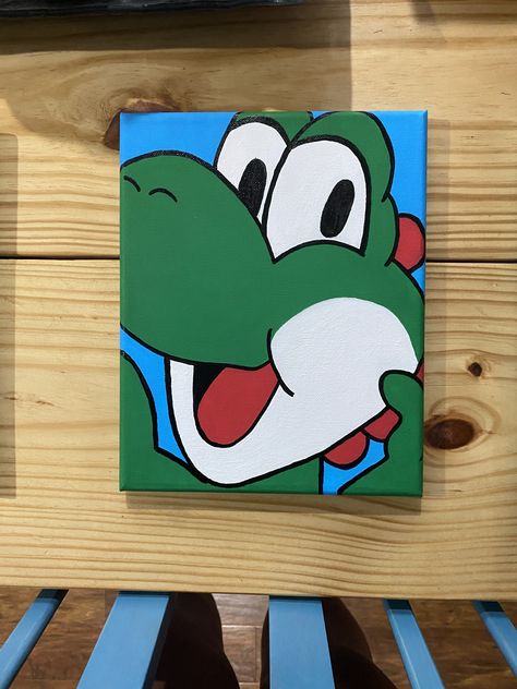 Easy Character Paintings On Canvas, Character Canvas Painting Ideas, Canvas Painting Ideas Characters, Regular Show Canvas Painting, Yoshi Painting Canvases, Rugrats Painting Canvas, Painting Canvases, Cute Canvas Paintings, Cute Canvas