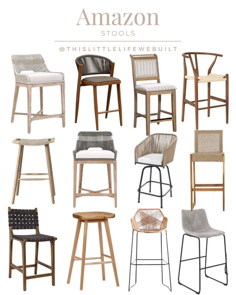 Counter and bar stools for every budget Barstools No Back, No Back Counter Stools, Apartment Counter Stools, Countertop Stools Chairs, Trendy Bar Stools, Kitchen Island Barstools With Backs, Bar Stools Kitchen Island Under $100, Kitchen Countertop Stools, Boho Chic Bar Stools