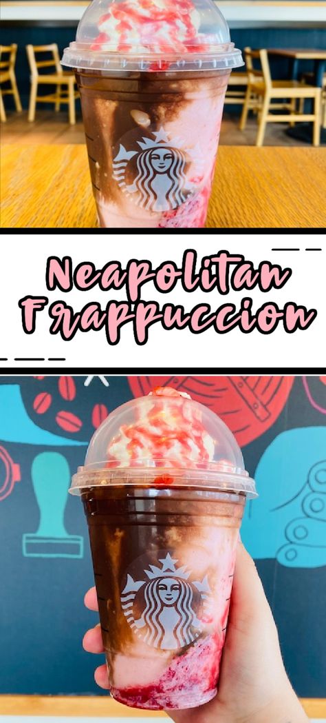 How To Order The Starbucks Neapolitan Frappuccino Custom Starbucks Frappuccino, Menu Starbucks, Coffee Orders, Coffee Flavors, Secret Starbucks Recipes, Ice Cream Flavor, Vanilla Bean Powder, Frappuccino Recipe, Starbucks Secret Menu Drinks