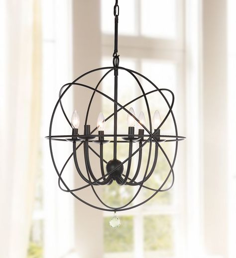 LIT4521A Chandeliers - Lighting by Safavieh Matte Black Chandelier, Cage Chandelier, Chandelier Black, Round Chandelier, Globe Chandelier, Black Chandelier, Antique Farmhouse, Vintage Chandelier, Black Lamps