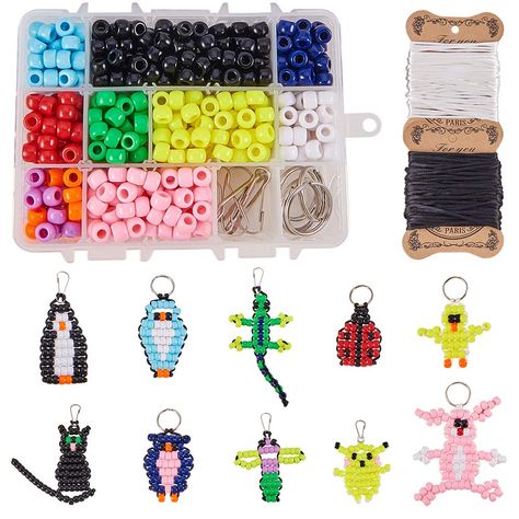 PRICES MAY VARY. ❤[PAPER INSTRUCTION INCLUDES]: Instruction and sample picture are included to help you finish this bead pet kit. Do bead lanyard pets yourself! Enjoy the fun of diy handmade animals. ❤[DIY MAKE 10 BEAD PETS]: This bead pets kit contains things you need to create 10pcs beading pets that can be clipped on to your backpack or used as keychains. Kindly Note: The finished product in the picture shown is for reference only, you can use your imagination to design DIY your own beading p Bead Pets, Pony Bead Animals, Pony Bead Projects, Pony Bead Crafts, Keychain Craft, Pony Bead Patterns, Jewelry Making Kits, Box Diy, Earring Making