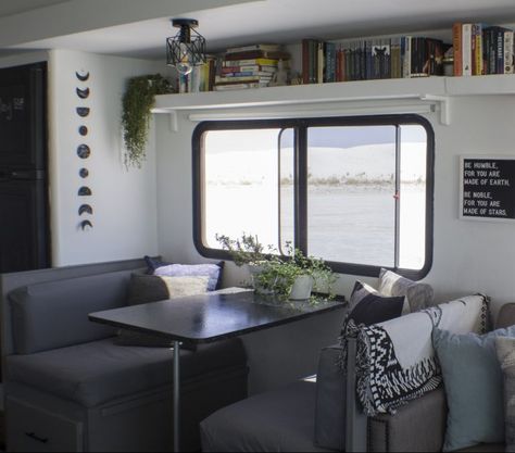 Rv Dinette, Decorating Your Rv, Refinish Countertops, Space Saving Ideas, Dining Room Renovation, Patterned Furniture, Box Truck, Rv Renovations, Rv Trader