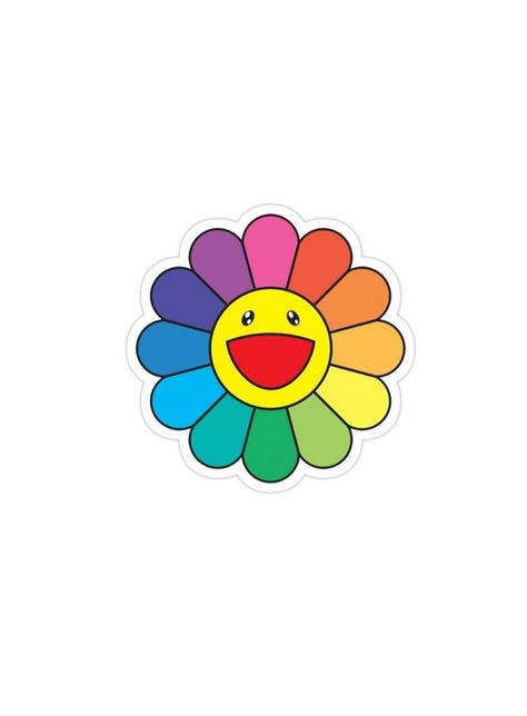 Takashi Murakami Flower Drawing, Flower App Icon, Takashi Murakami Flower, Flower Drawing Easy, Sunflower Sketches, Lgbt Sticker, Murakami Flower, Flower App, Drawing Bag