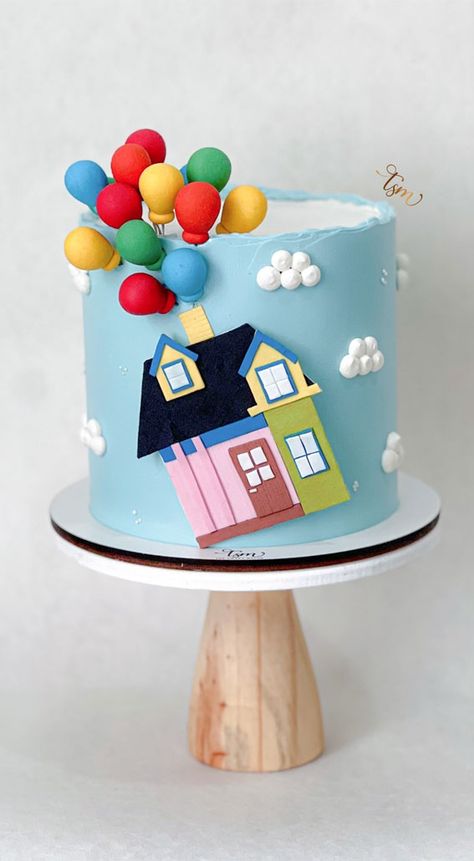 up-inspired birthday cake, first birthday cake, birthday cake for 1st birthday cake, baby first birthday cake Up Movie Cake Ideas, Pixar Up Cake, Up Cake Disney, 50 Birthday Cake, Cake For 1st Birthday, Up Birthday Cake, Easter Themed Cakes, Cake First Birthday, Movie Cakes