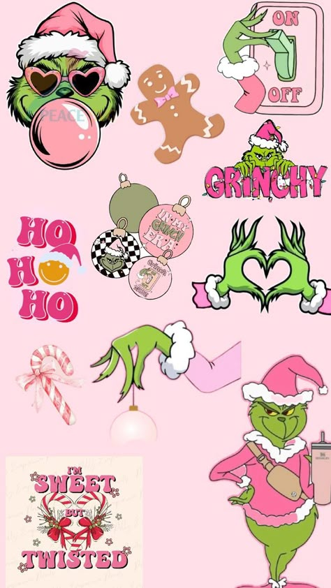 Preppy Grinch, Christmas Wallpaper Ipad, Christmas Wallpaper Iphone Cute, Beach Wall Collage, Pretty Wallpaper Ipad, Cute Lockscreens, Christmas Decals, Xmas Wallpaper, Preppy Christmas