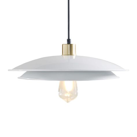 Pendants And Chandeliers Give your space a welcoming glow and a modern, minimalist vibe with the Darrin pendant lamp. With a refined, double-layer disc shade in matte-white metal accented by glistening gold hardware, this contemporary fixture makes a sleek statement wherever its displayed. Material: Metal, Color:White > Gold. Also could be used for hanging lamp,hanging pendant lamp,chandellier. By Cost Plus World Market.57007917 Affordable Pendant Lighting, Heights House, Blog Design Inspiration, Minimalist Vibe, Lamp Hanging, Hanging Pendant Lamp, White Pendant Light, Disc Pendant, Hanging Pendant