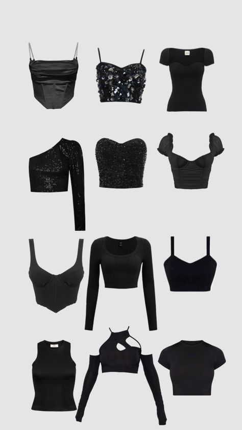 #black#outfitinspo #tops Black Concert Top, Coldplay Concert Outfit, Taylor Swift Top, Concert Top, Black Skirt Outfits, Taylor Swift Tour Outfits, Shein Outfits, Movies Outfit, Taylor Swift Concert