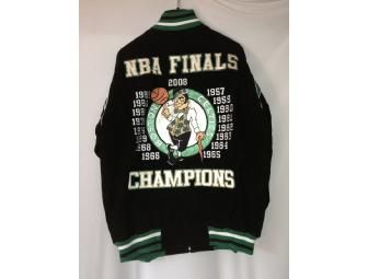 You can bid on a Celtics Championship Leather Jacket - Large at www.biddingforgood.com/bac Celtics Championship, Boston Celtics Jacket, Nike Nba Jerseys, Boston Celtics Basketball, Nba Jacket, Leather Varsity Jackets, Champion Jacket, Cool Outfits For Men, Satin Jackets