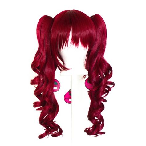 Burgundy Red Wig, Red Pigtails, Pigtail Wig, Red Hair With Bangs, Hair Items, Blend Wig, Pig Tails, Red Wig, Green Wig