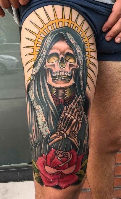 Mexican Tattoo, Skull Girl Tattoo, Mary Tattoo, Mexican Art Tattoos, Filipino Tattoos, Skull Sleeve Tattoos, Chicano Tattoos, Traditional Tattoo Sleeve, Cool Forearm Tattoos