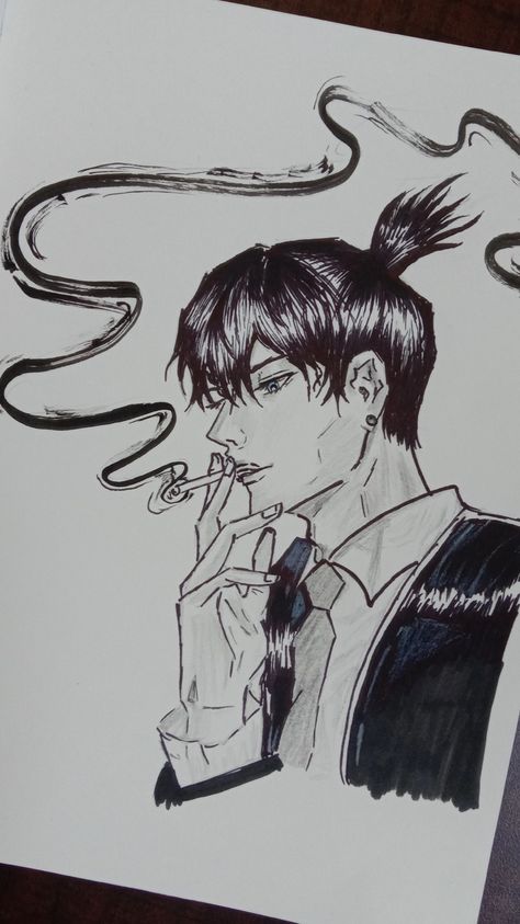 Aki smoking sketch, drawing Aki Chainsaw Man, Figure Art, Anime Clothing, Sketch Drawing, Chainsaw Man, Pen Drawing, Blackpink Jennie, Anime Outfits, Drawing Art