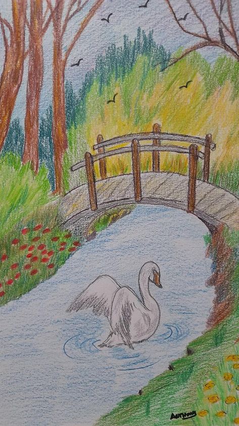 Sketch Book Ideas Aesthetic Colourful, Simple Colour Pencil Drawings, Nature Drawing For Kids, Pencil Colouring, Drawing Scenery, Arte Sailor Moon, Nature Art Drawings, Aesthetic Color, Cool Pencil Drawings