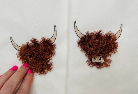 Fluffy Fringe, Cow Embroidery, Cow Sketch, Scottish Highland Cow, Highland Cattle, Free Embroidery Designs, Free Embroidery, Learn To Crochet, Highland Cow