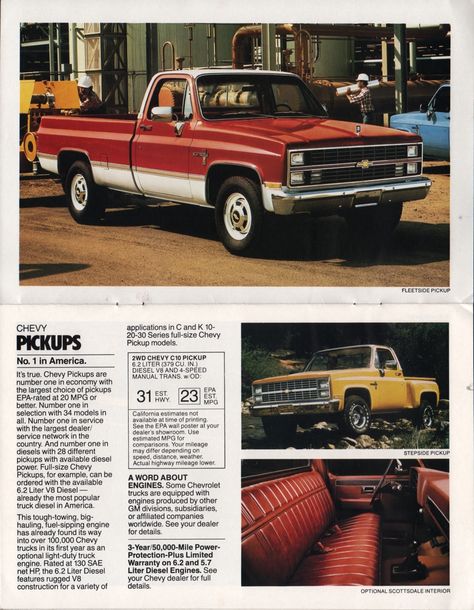 GM 1983 Chevy Truck Sales Brochure 1988 Chevy Silverado 1500, 1988 Chevy Silverado, 1987 Chevy Silverado, 1984 Chevy Truck, 1985 Chevy Truck, Sales Brochure, Chevy Pickup Trucks, Square Body, Gm Trucks