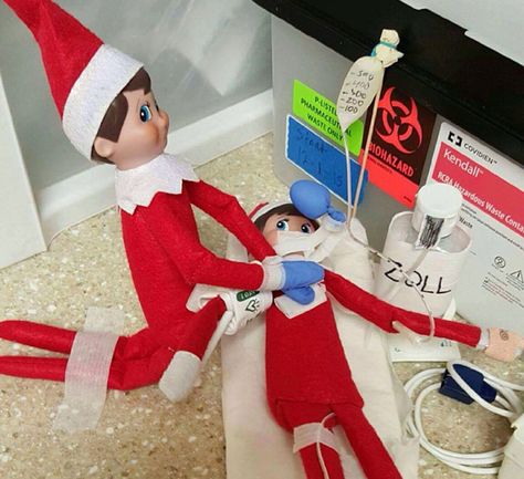 Nurse Station, Hospital Decoration, Costume Nurse, Bad Elf, Elf Shelf, Nurse Ornaments, Hello Nurse, Awesome Elf On The Shelf Ideas, Elf Antics