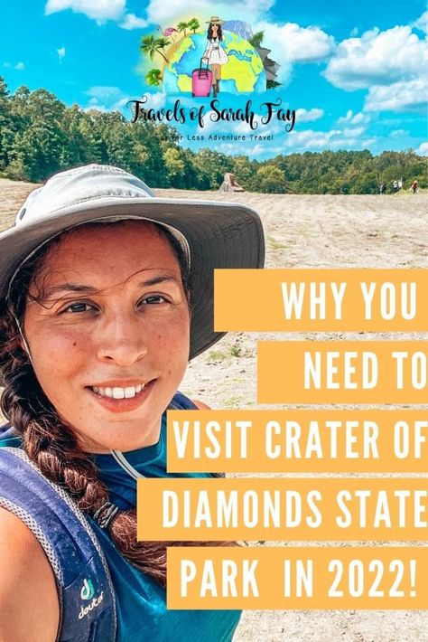 Sarah fay in front of old diamond mine in the hot sun with a hat blocking the sun. Arkansas Crater Of Diamonds, Arkansas Diamond Park, Arkansas Diamond Mine, Crater Of Diamonds State Park Arkansas, Diamond Crater State Park Arkansas, Crater Of Diamonds State Park, Travel Homeschool, Arkansas Vacation, Usa Road Trips